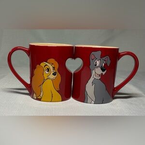 Lady and the Tramp Disney Red Heart Mug Set Valentines Day